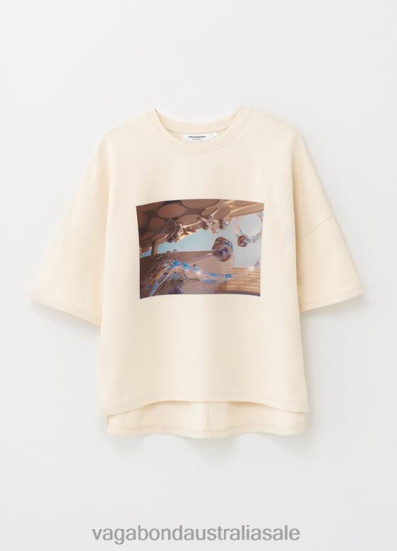 Vagabond 8642P258 Off White textile Women BOXY T-SHIRT X MICKY HO Apparel