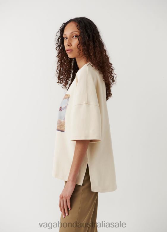 Vagabond 8642P258 Off White textile Women BOXY T-SHIRT X MICKY HO Apparel