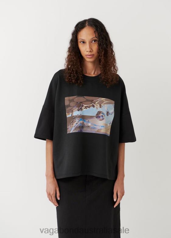Vagabond 8642P259 Black textile Women BOXY T-SHIRT X MICKY HO Apparel