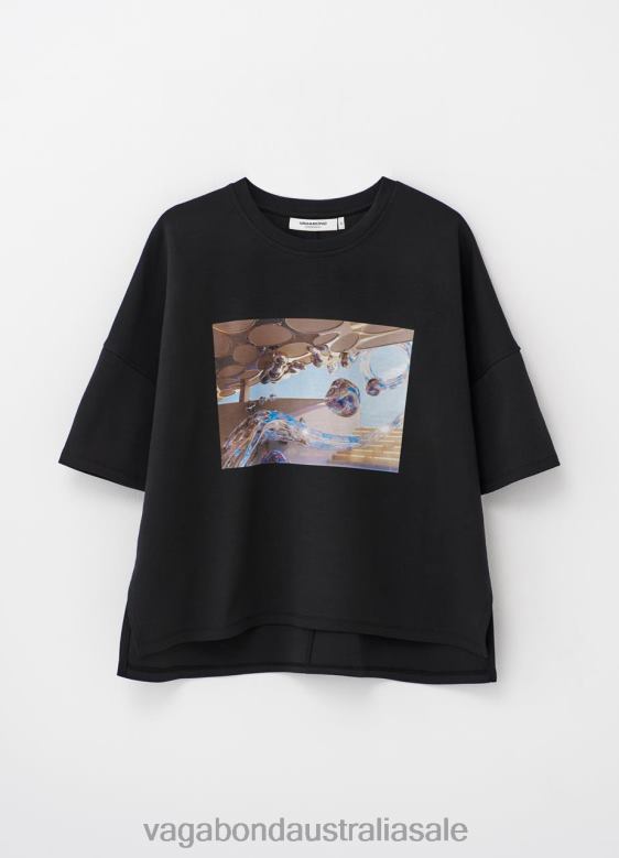 Vagabond 8642P259 Black textile Women BOXY T-SHIRT X MICKY HO Apparel