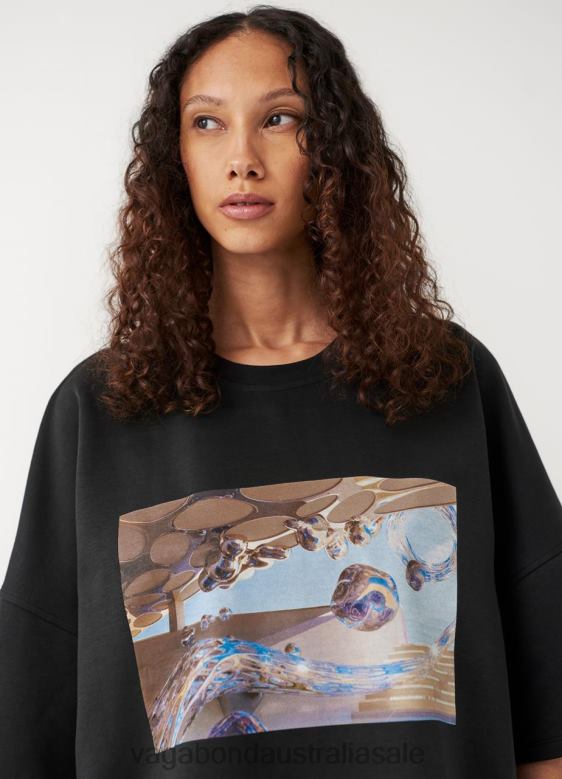 Vagabond 8642P259 Black textile Women BOXY T-SHIRT X MICKY HO Apparel