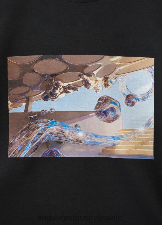 Vagabond 8642P259 Black textile Women BOXY T-SHIRT X MICKY HO Apparel